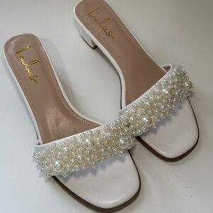 Lulus Bridal low heel sandals